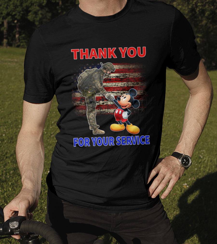Thank You Mickey For Your Service American Flag Soldier T-Shirt