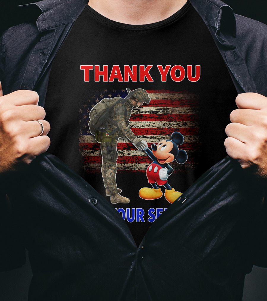 Thank You Mickey For Your Service American Flag Soldier T-Shirt