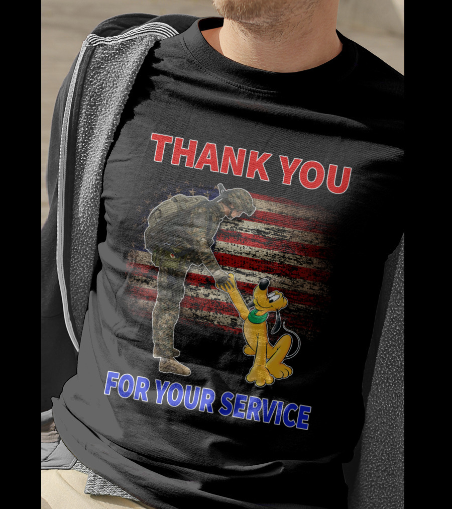 Thank You For Your Service Pluto Soldier American Flag T-Shirt