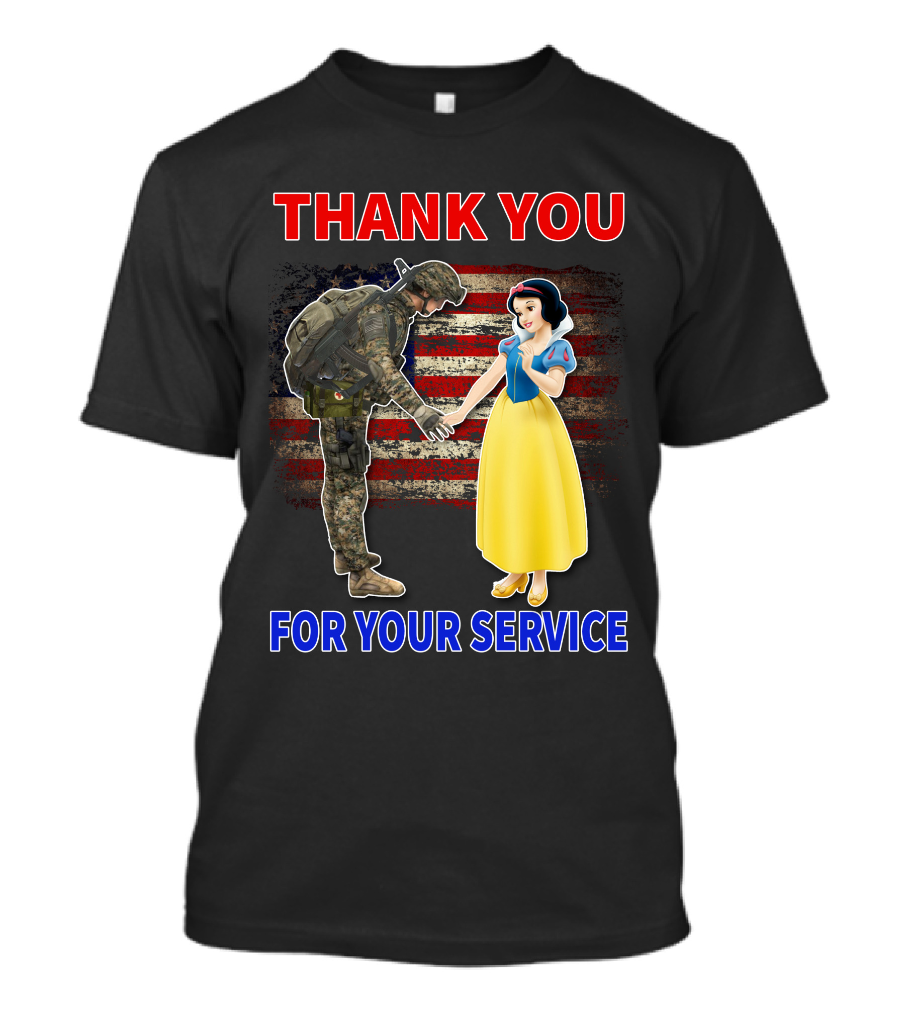 Thank You For Your Service Snow White Soldier Flag T-Shirt