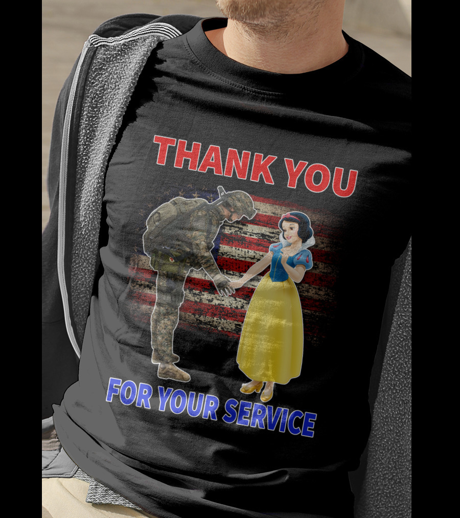 Thank You For Your Service Snow White Soldier Flag T-Shirt