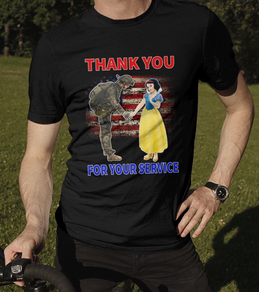 Thank You For Your Service Snow White Soldier Flag T-Shirt