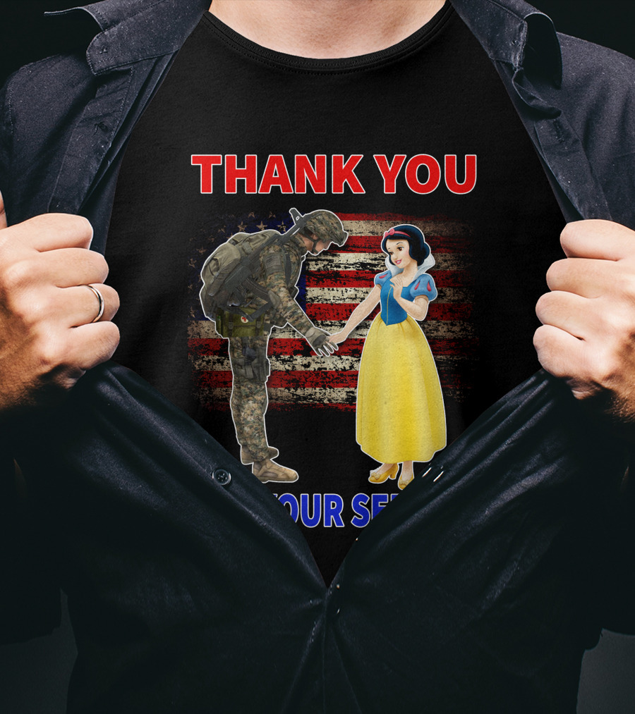 Thank You For Your Service Snow White Soldier Flag T-Shirt