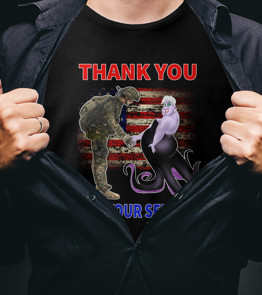Thank You For Your Service Ursula Soldier American Flag T-Shirt