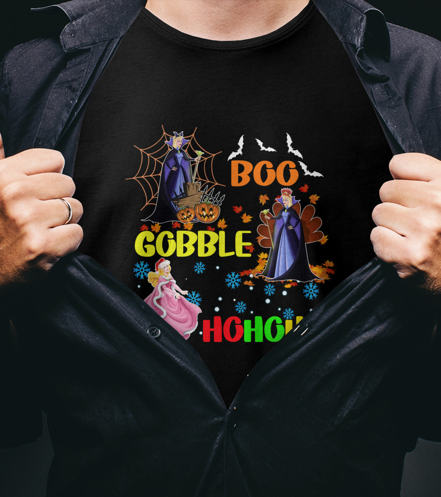 Aurora Boo Gobble Ho Ho Ho HalloThanksMas T-Shirt