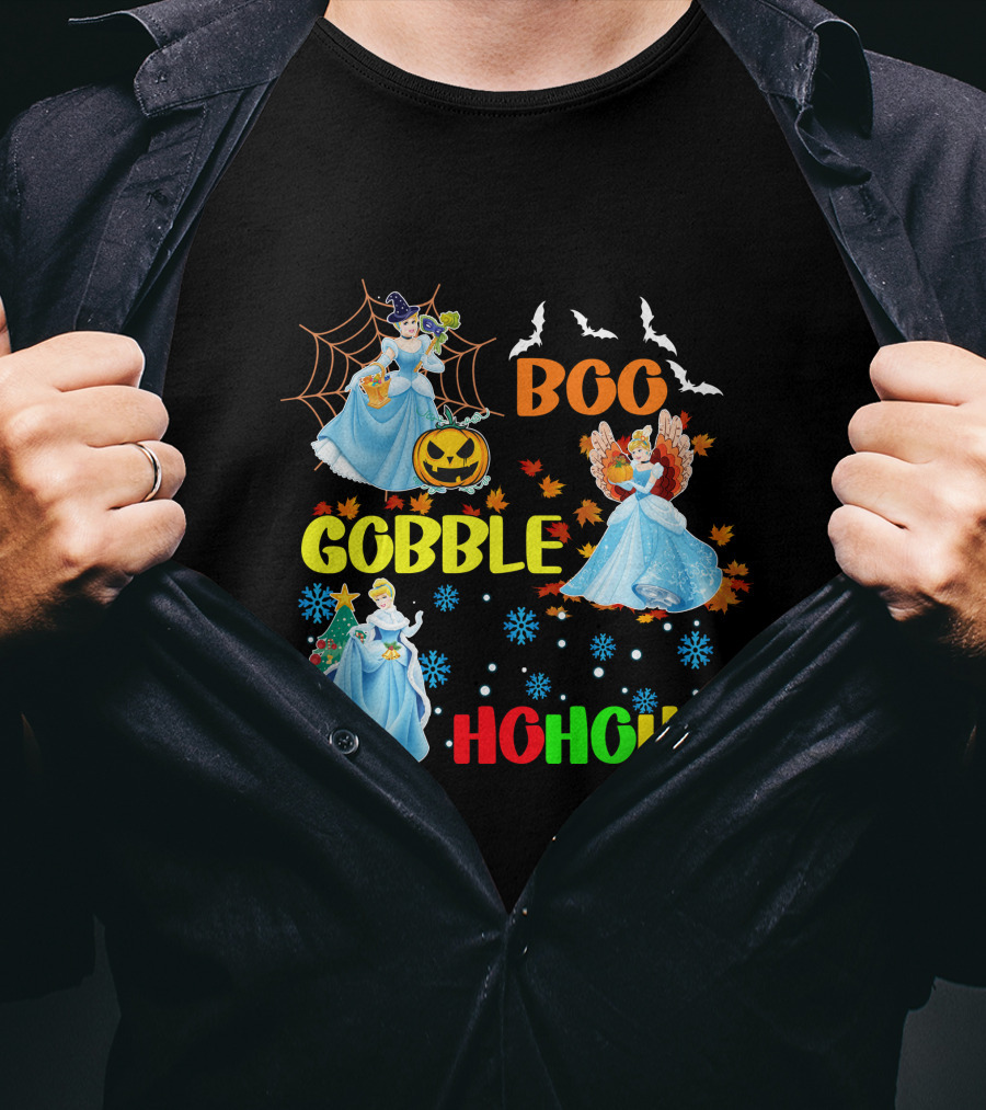 Cinderella Boo Gobble HoHoHo HalloThanksMas Holiday Mashup T-Shirt