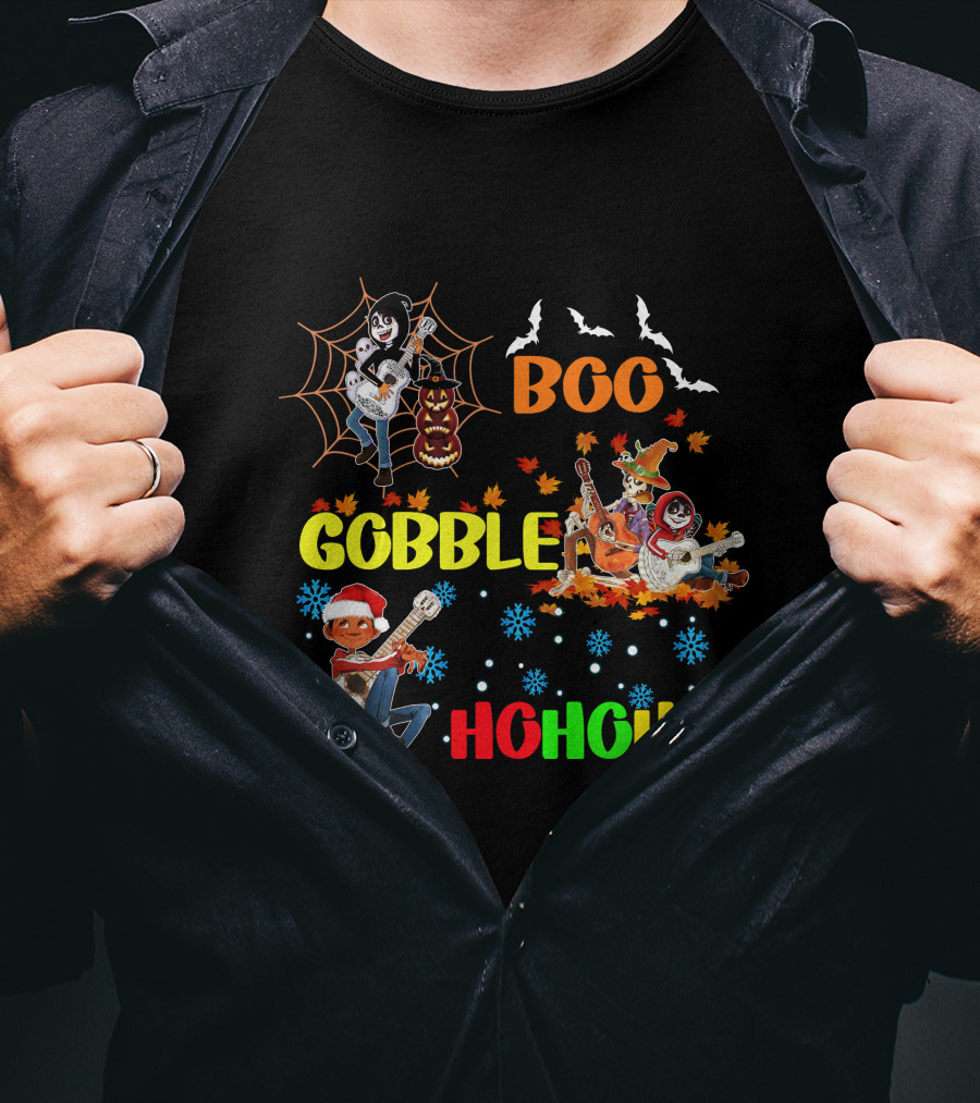 Boo Gobble HoHoHo Coco HalloThanksMas T-Shirt