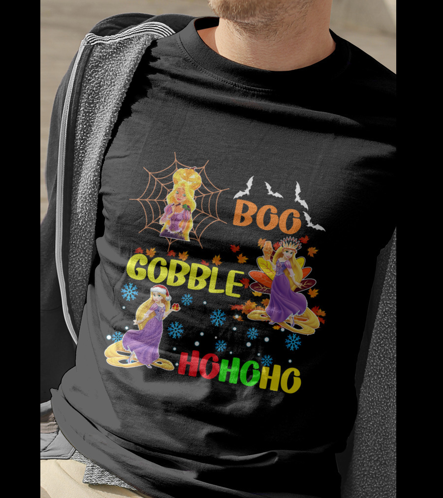 Rapunzel Boo Gobble HoHoHo HalloThanksMas T-Shirt