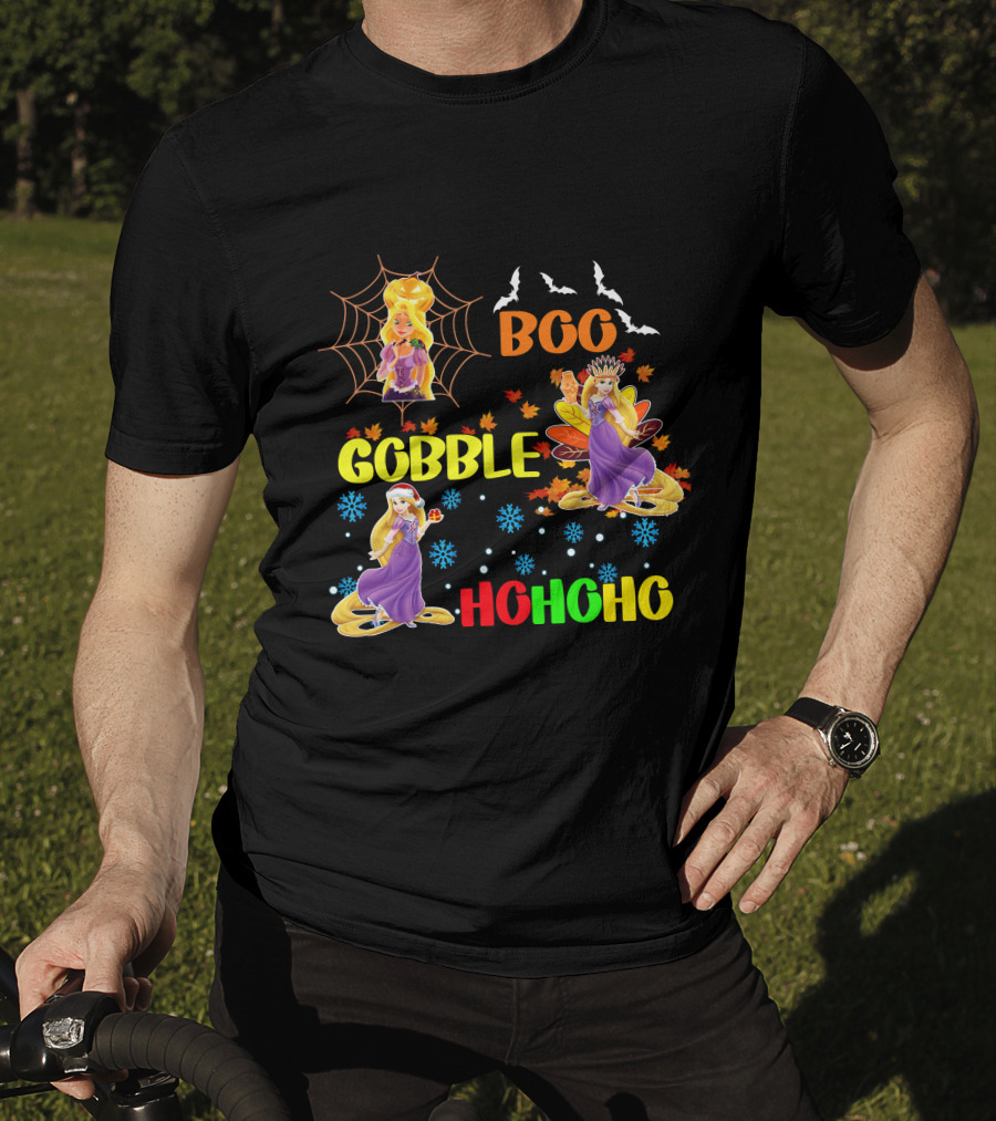 Rapunzel Boo Gobble HoHoHo HalloThanksMas T-Shirt