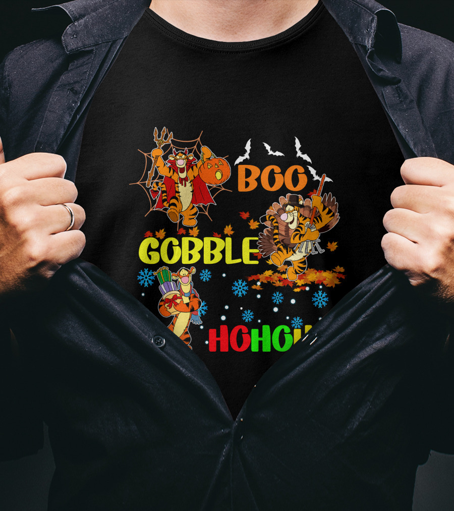 Tigger Boo Gobble Ho Ho Ho HalloThanksMas T-Shirt