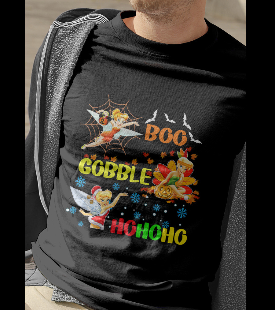 Tinkerbell Boo Gobble HoHoHo HalloThanksMas T-Shirt
