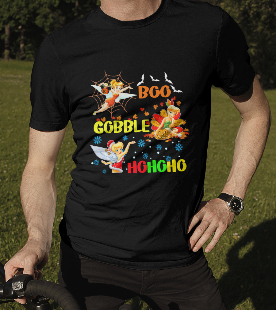 Tinkerbell Boo Gobble HoHoHo HalloThanksMas T-Shirt