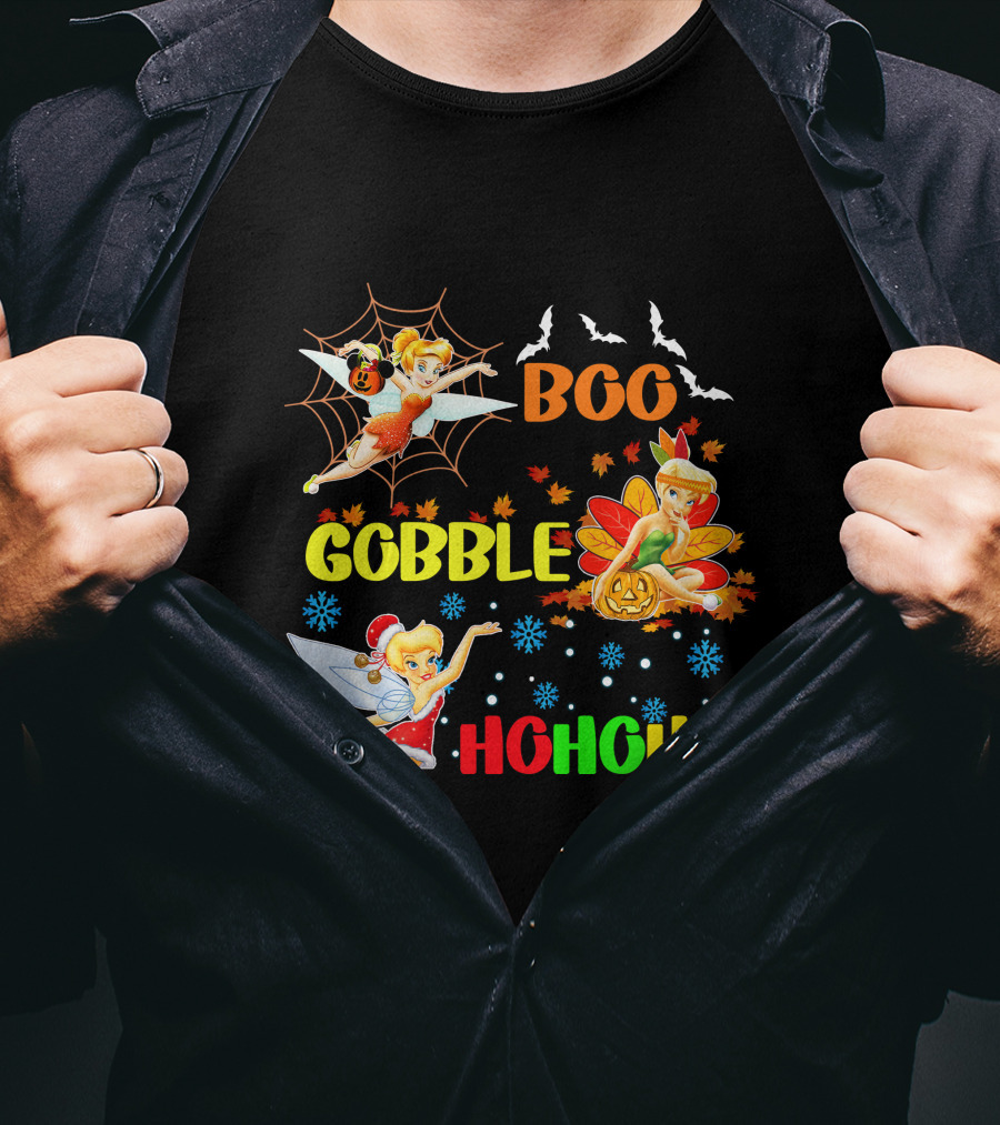 Tinkerbell Boo Gobble HoHoHo HalloThanksMas T-Shirt