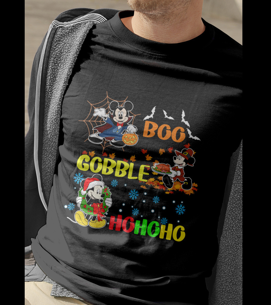 Mickey Boo Gobble HoHoHo T-Shirt