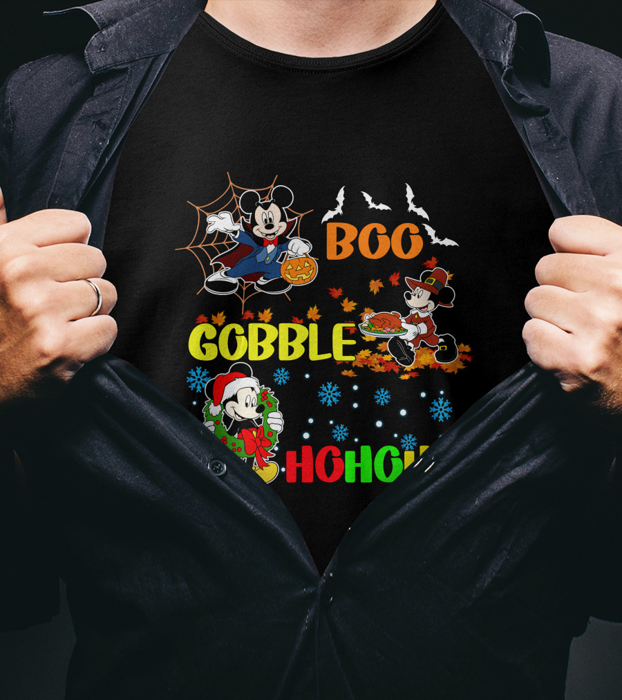 Mickey Boo Gobble HoHoHo T-Shirt