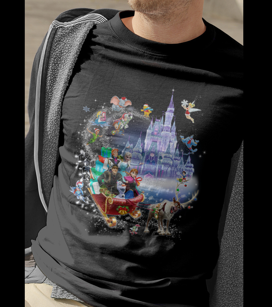 Frozen Disney Christmas Castle Sleigh Ride Adventure T-Shirt