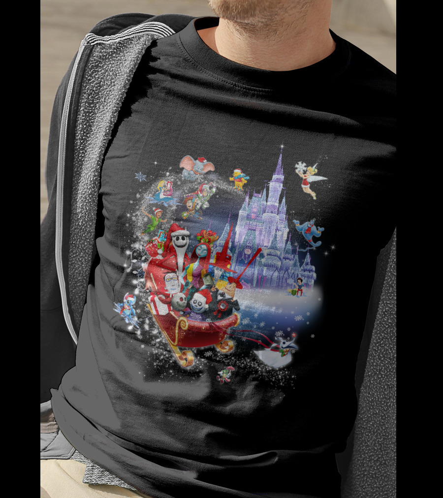 Jack Christmas Nightmare Before Christmas Disney Castle Crossover T-Shirt