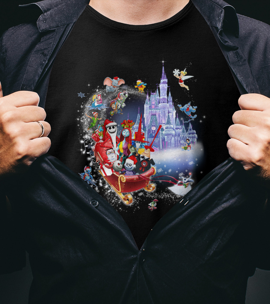 Jack Christmas Nightmare Before Christmas Disney Castle Crossover T-Shirt