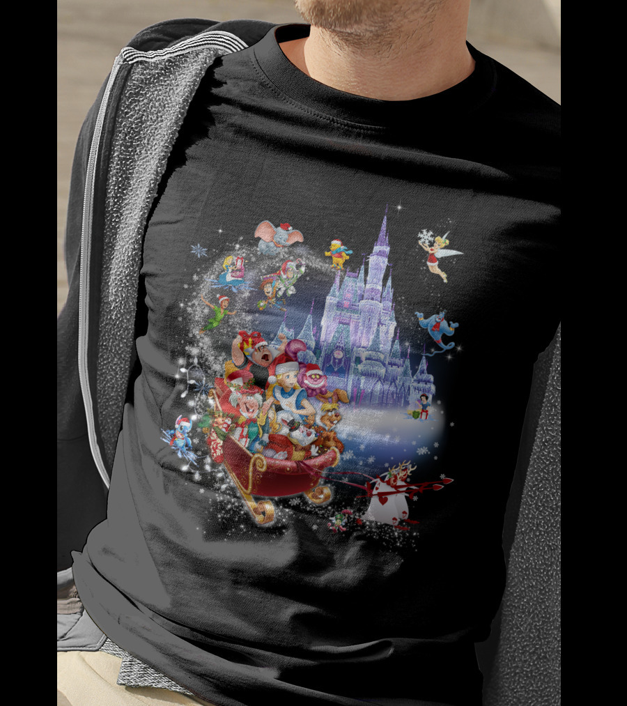 Alice Disney Christmas Wonderland With Castle And Characters T-Shirt