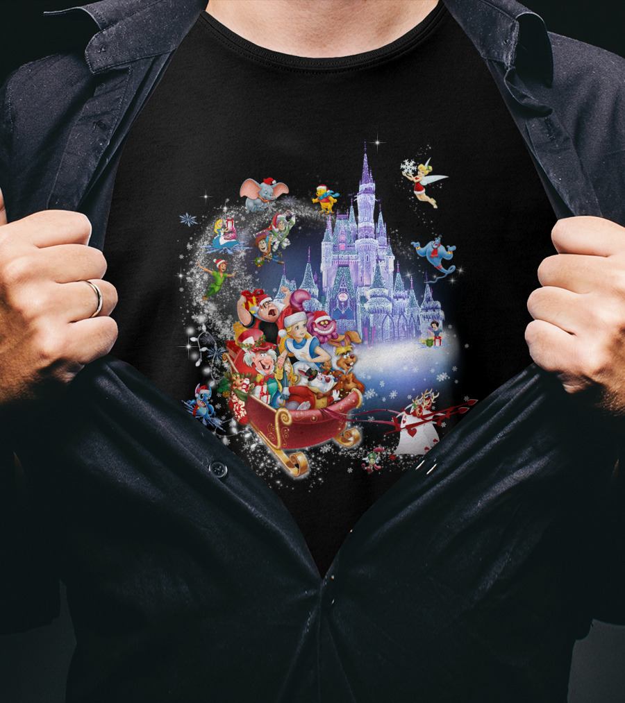 Alice Disney Christmas Wonderland With Castle And Characters T-Shirt