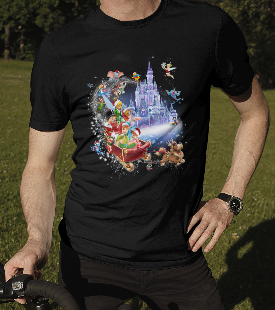 Peter Pan Christmas Wonderland With Disney Characters And Castle T-Shirt