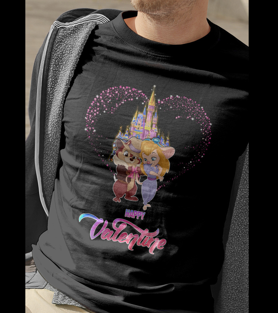 Happy Valentine Chip And Dale Castle Heart T-Shirt