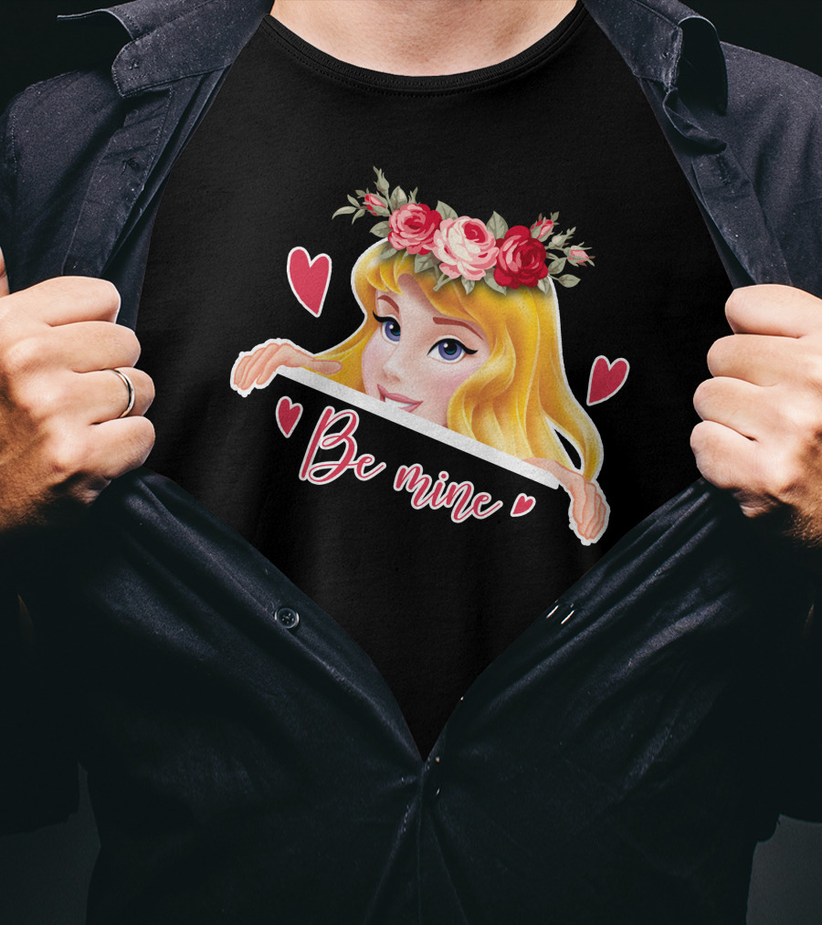 Be Mine Aurora Flower Crown Hearts T-Shirt