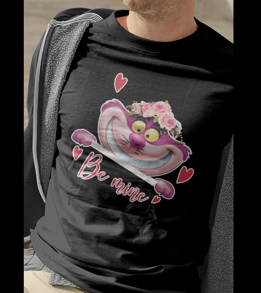 Cheshire Be Mine Valentine's Day Flower Crown Hearts T-Shirt