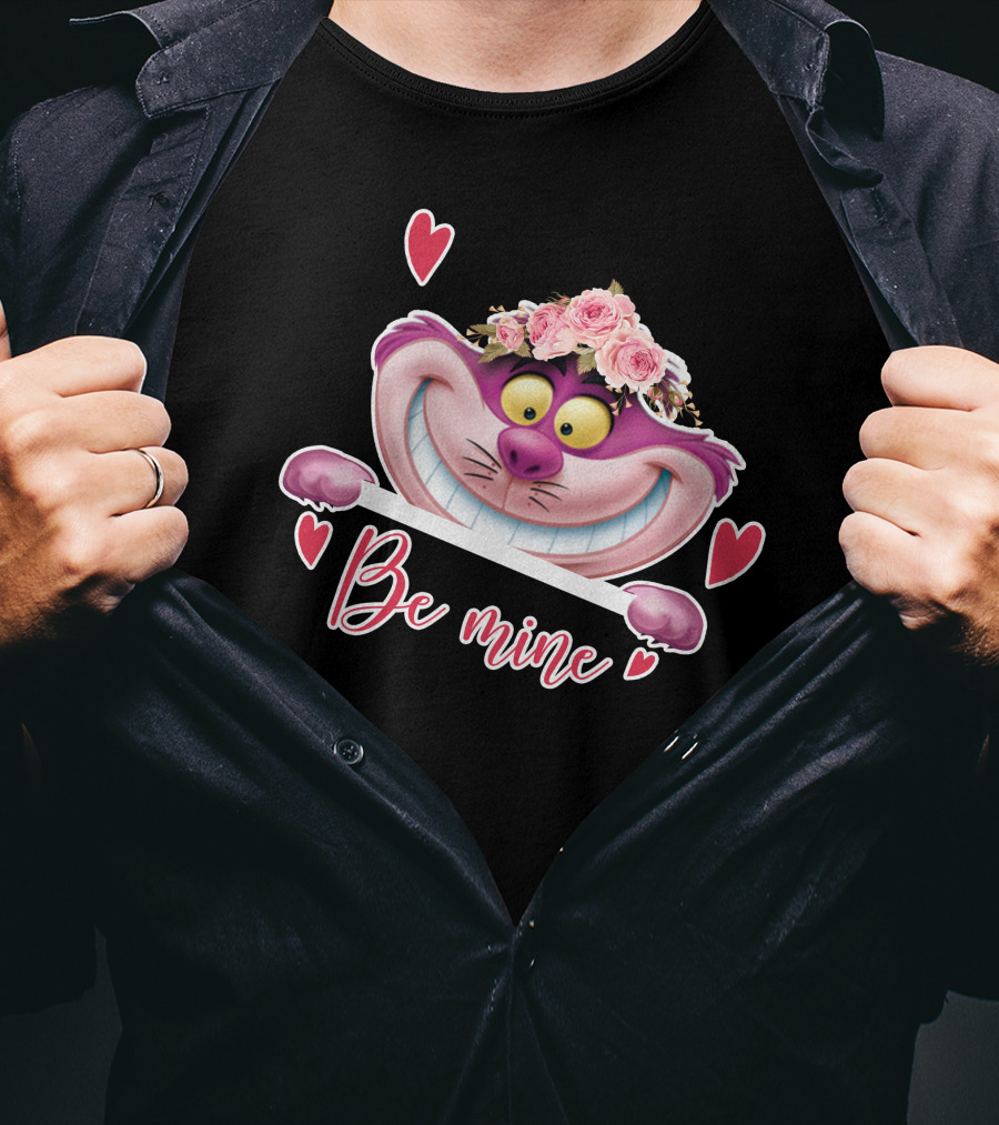Cheshire Be Mine Valentine's Day Flower Crown Hearts T-Shirt