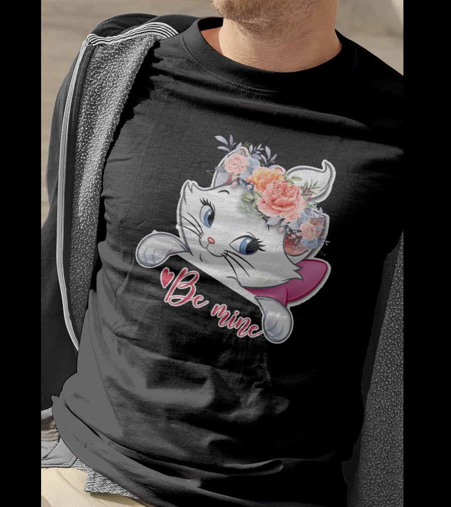 Marie Cat Be Mine Floral Headband T-Shirt
