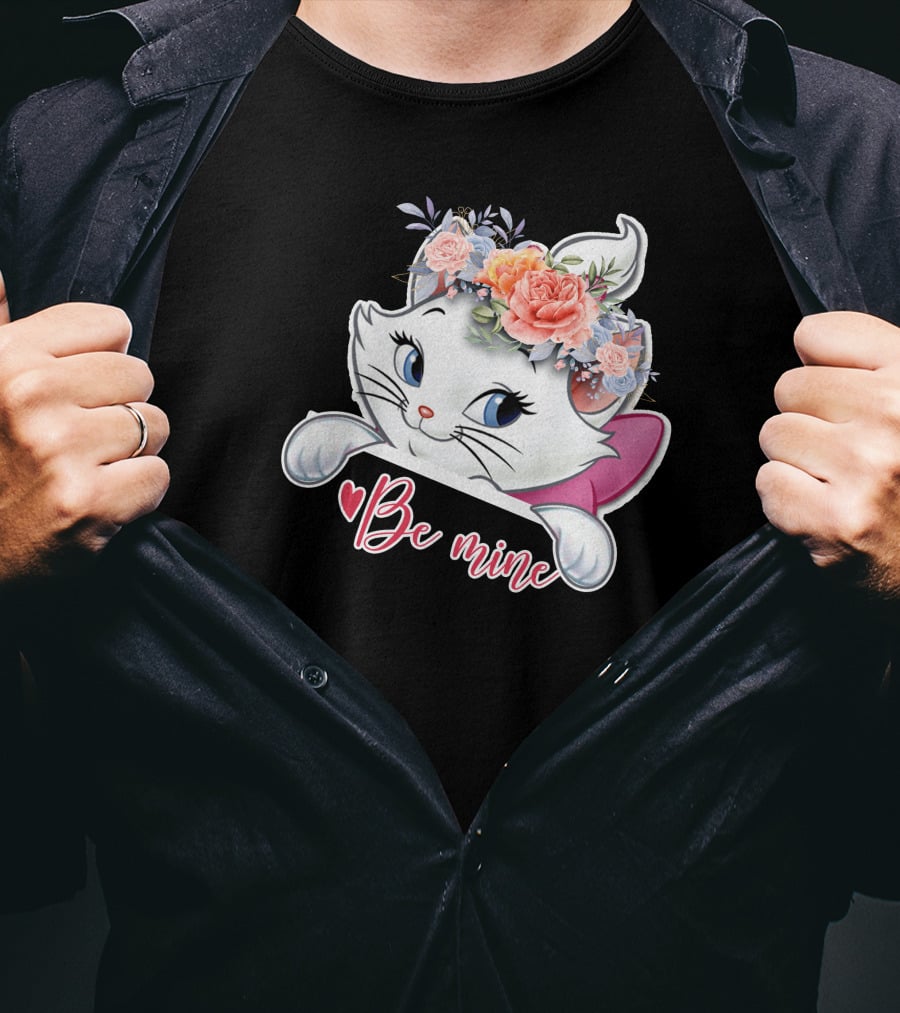 Marie Cat Be Mine Floral Headband T-Shirt