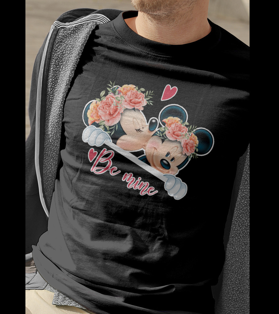 Mickey Minnie Be Mine Floral Romance T-Shirt