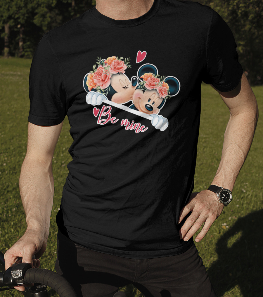 Mickey Minnie Be Mine Floral Romance T-Shirt