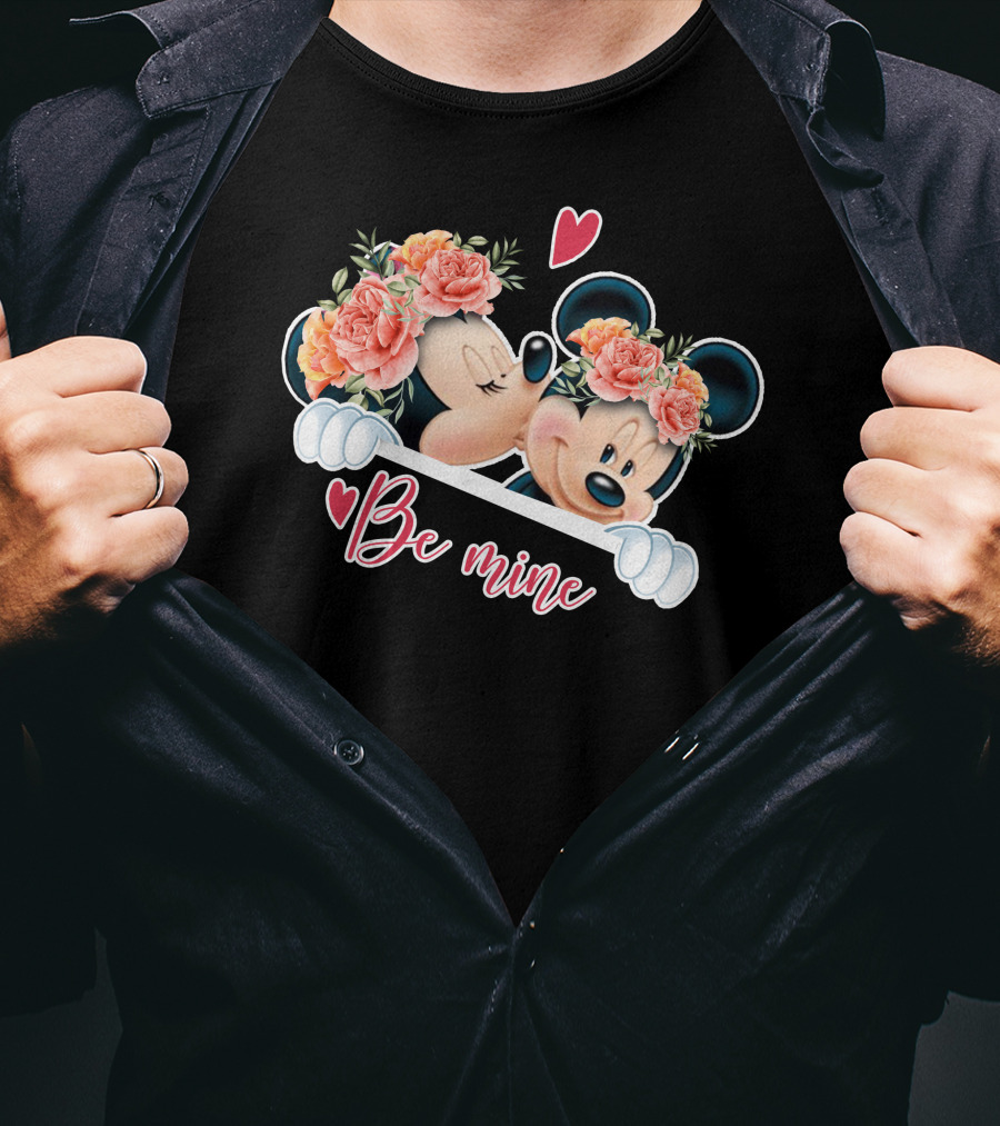 Mickey Minnie Be Mine Floral Romance T-Shirt