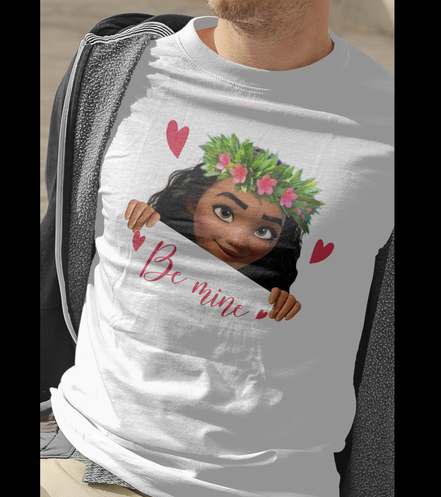 Moana Valentine's Be Mine Hearts Floral Crown T-Shirt