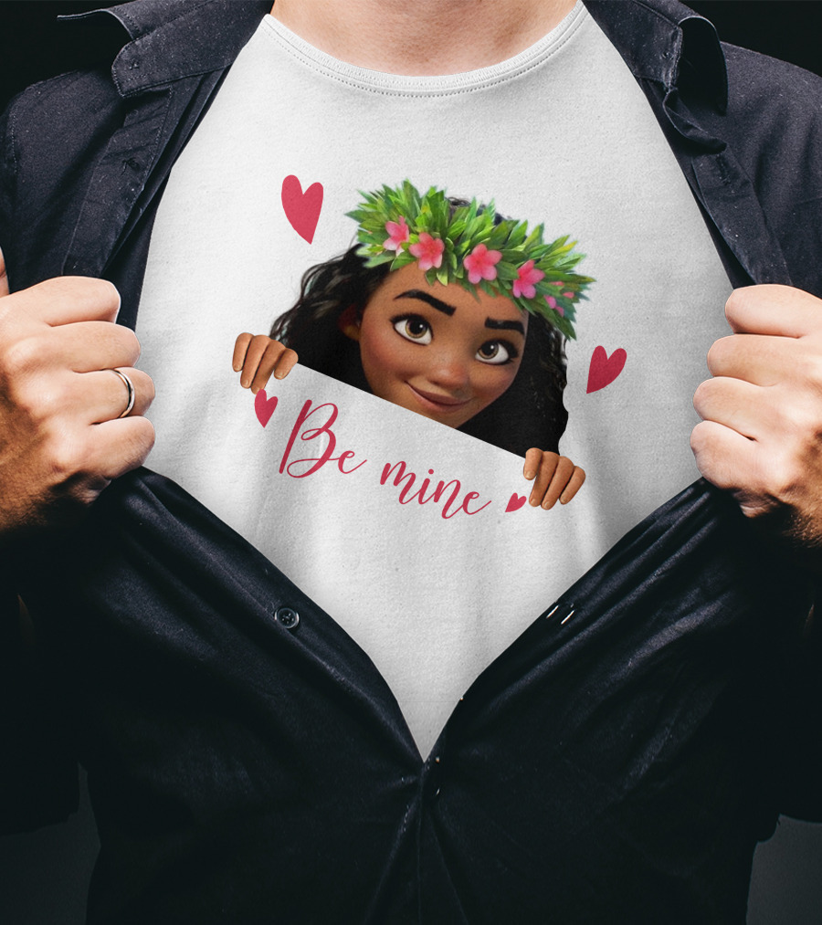 Moana Valentine's Be Mine Hearts Floral Crown T-Shirt