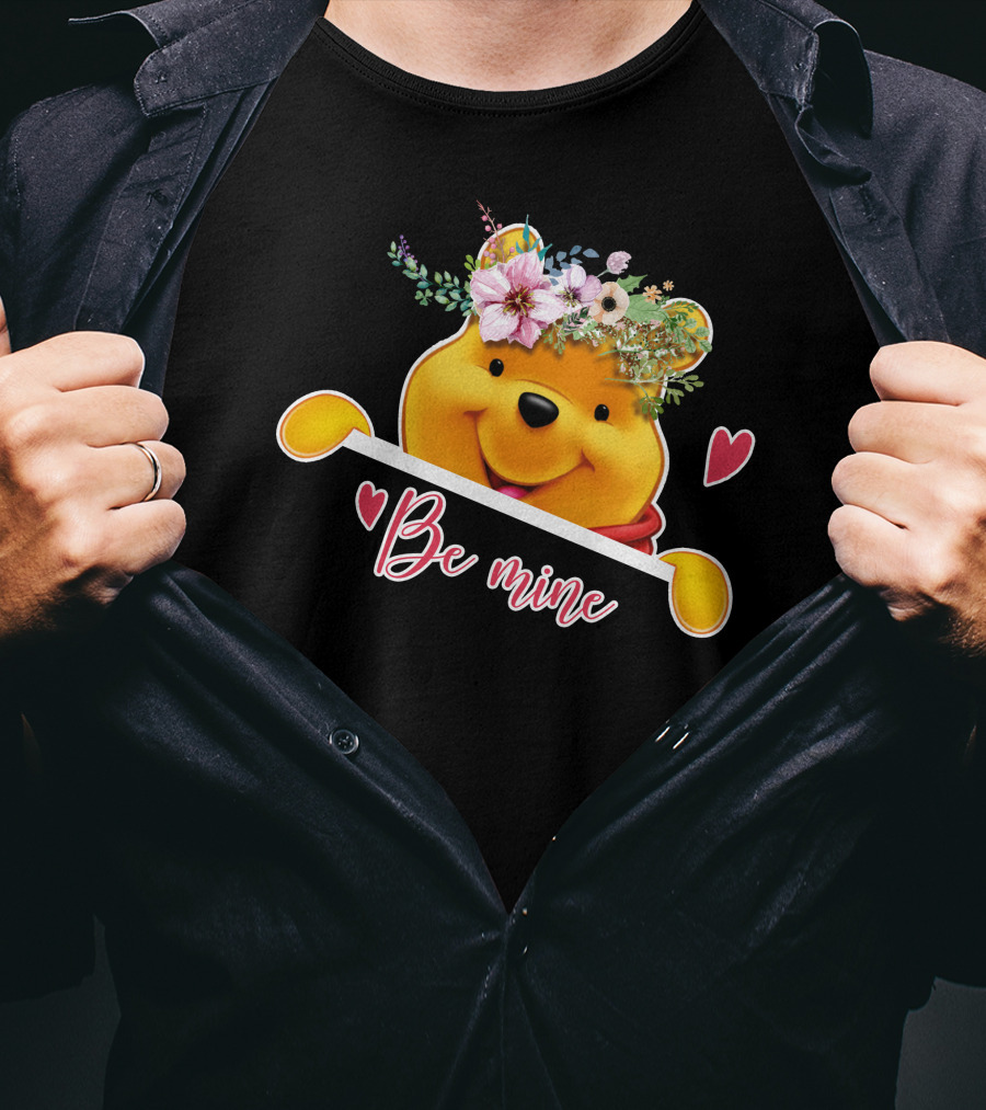 Be Mine Pooh Floral Heart T-Shirt