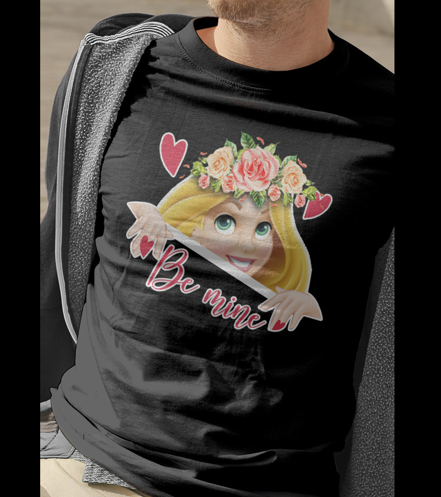 Rapunzel Floral Be Mine Valentines Hearts T-Shirt