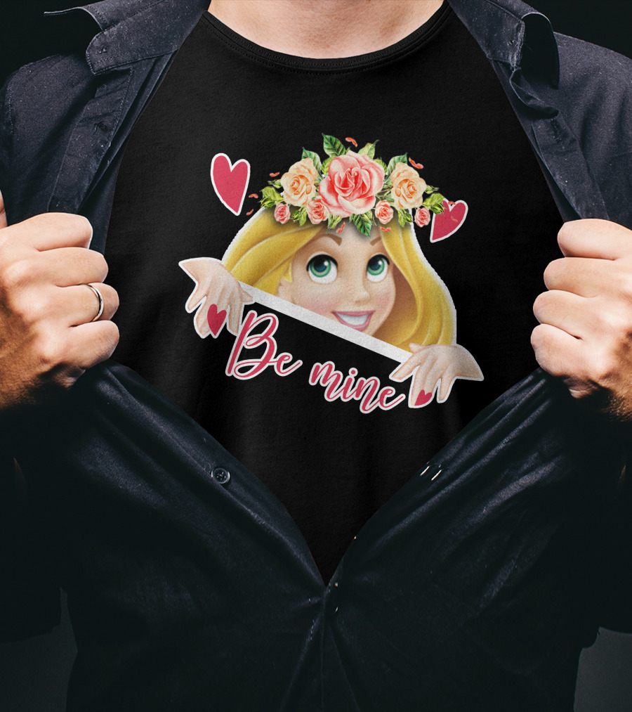 Rapunzel Floral Be Mine Valentines Hearts T-Shirt