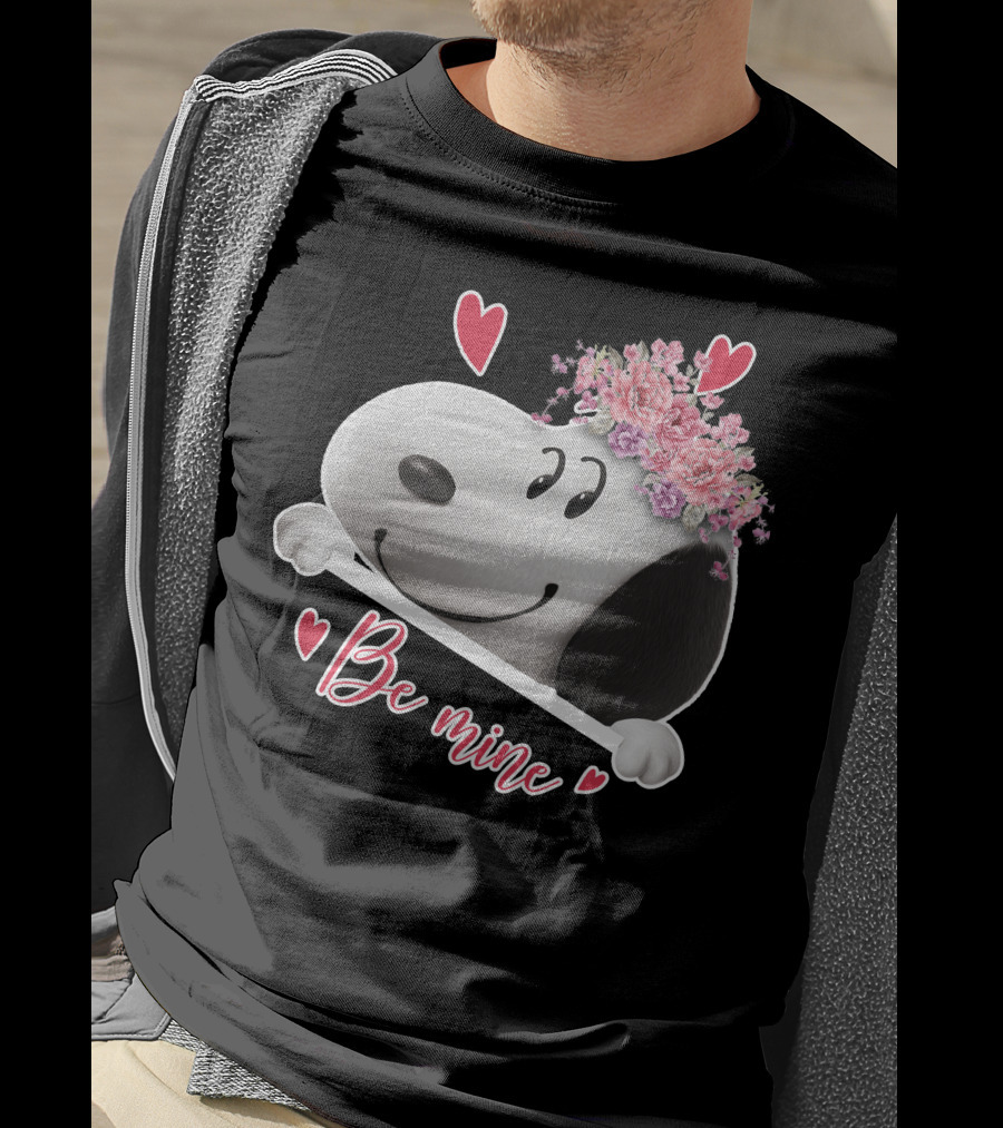 Snoopy Be Mine Hearts And Flowers T-Shirt