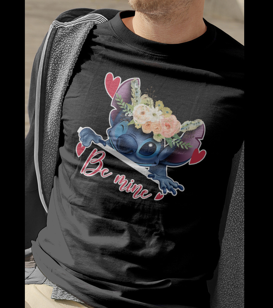 Stitch Be Mine Floral Crown Hearts T-Shirt