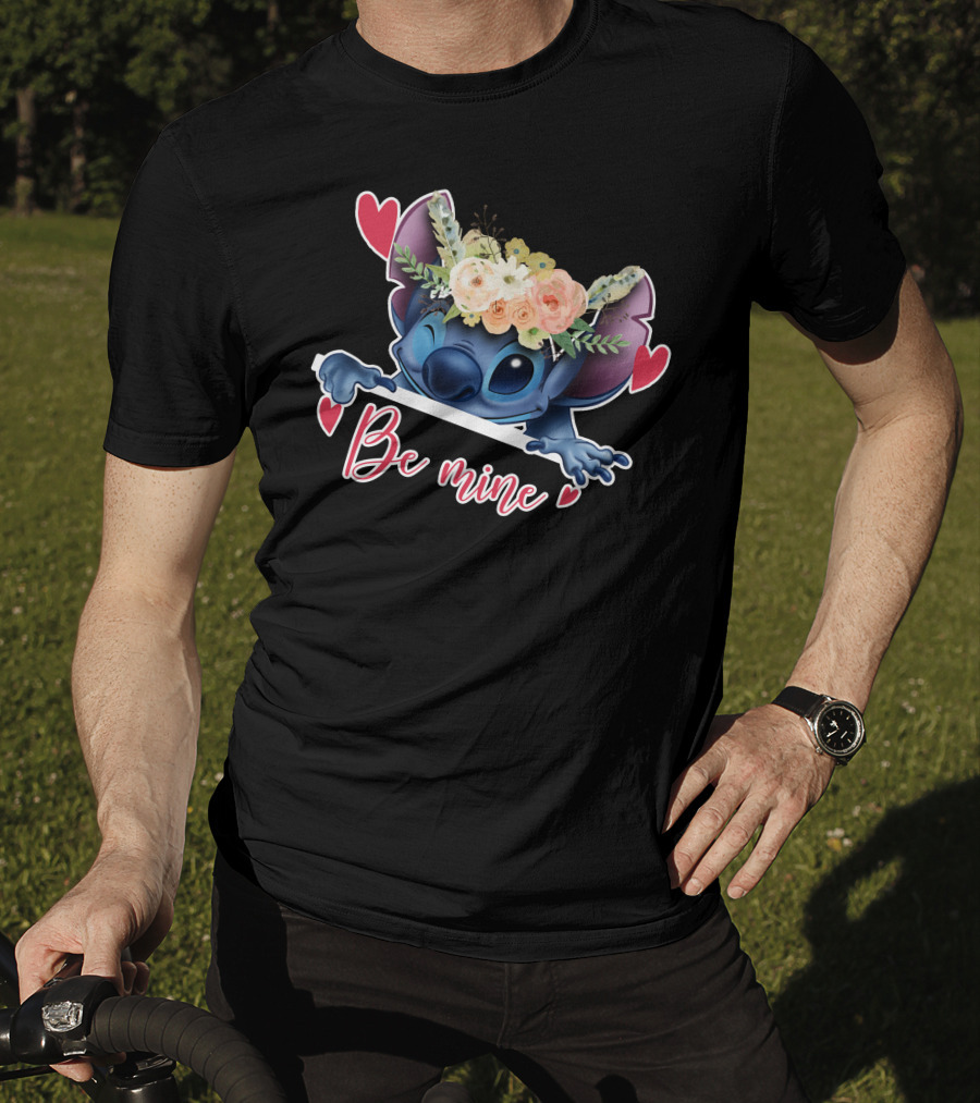 Stitch Be Mine Floral Crown Hearts T-Shirt