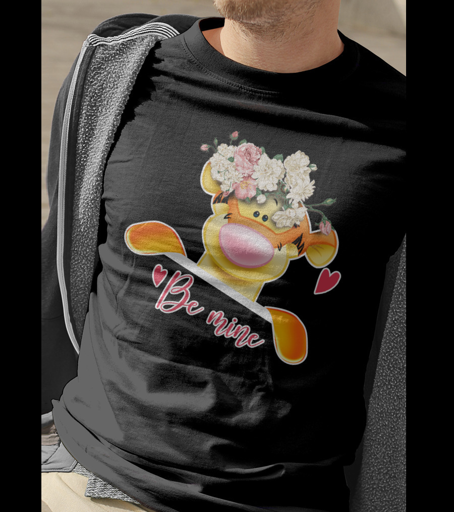 Tigger Be Mine With Flower Crown Valentine's Hearts T-Shirt