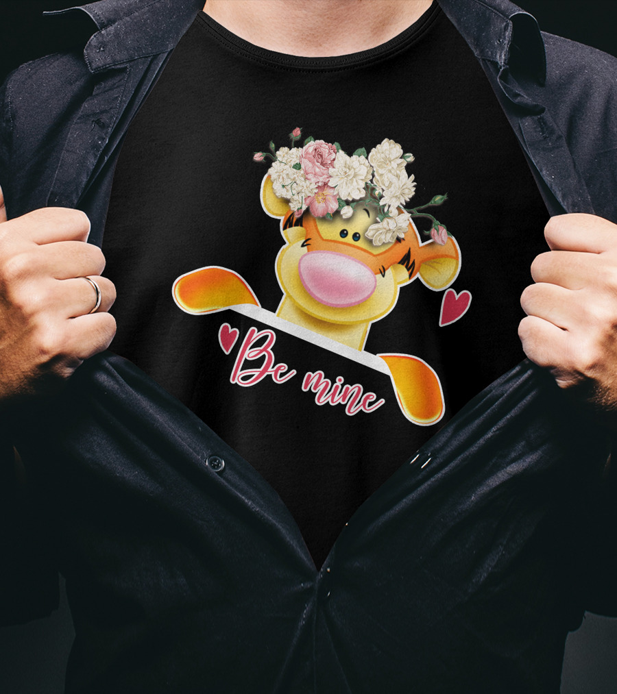 Tigger Be Mine With Flower Crown Valentine's Hearts T-Shirt