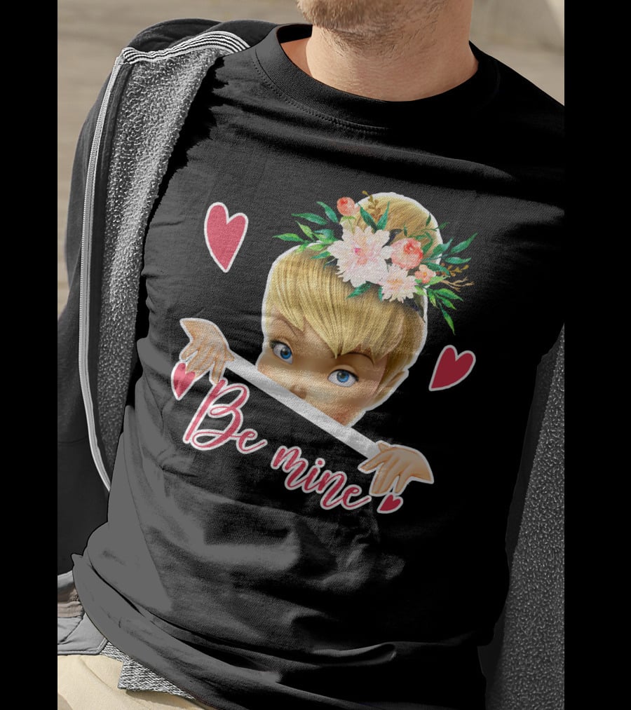Tinkerbell Be Mine Valentine's Day Hearts Floral Crown T-Shirt