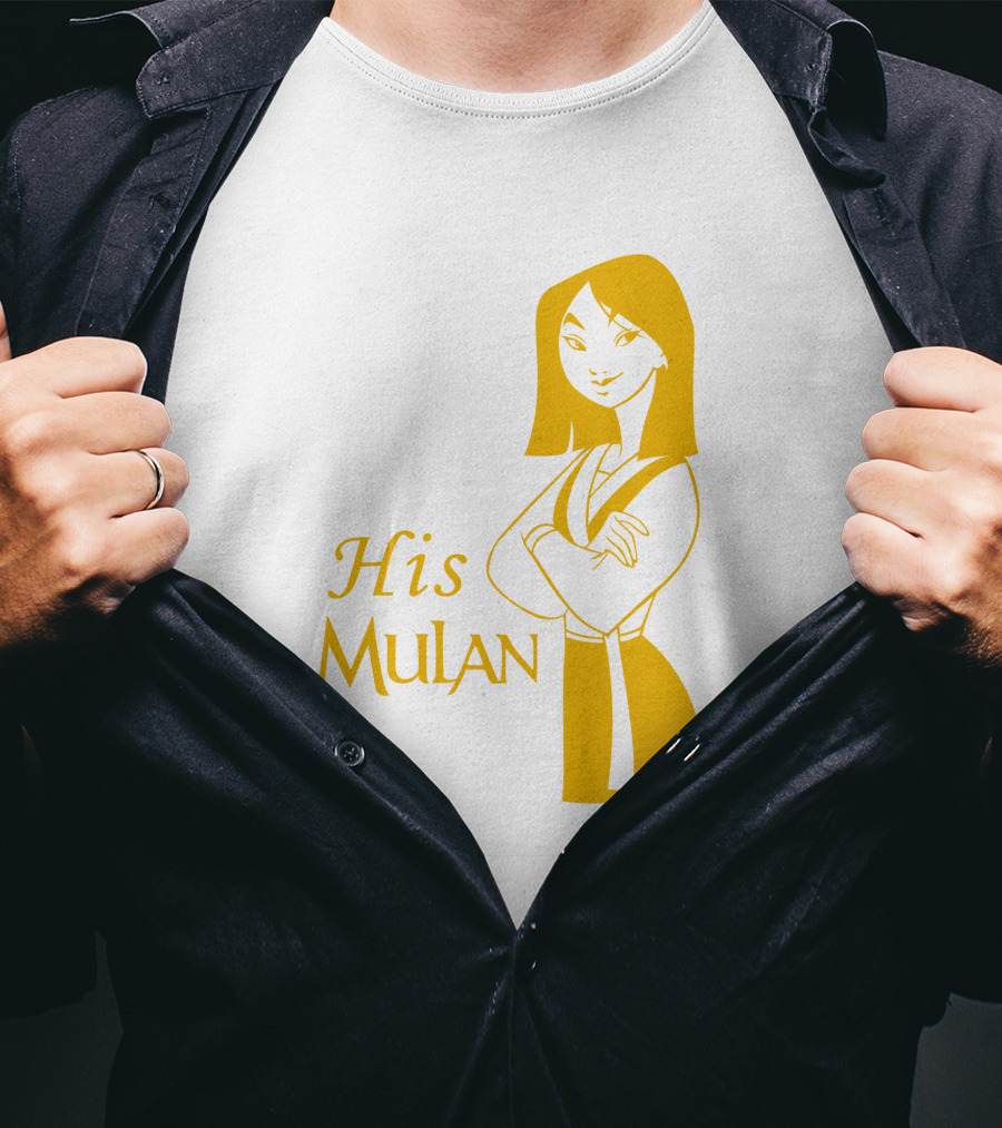 His Mulan Cartoon Character And Text In Yellow T-Shirt