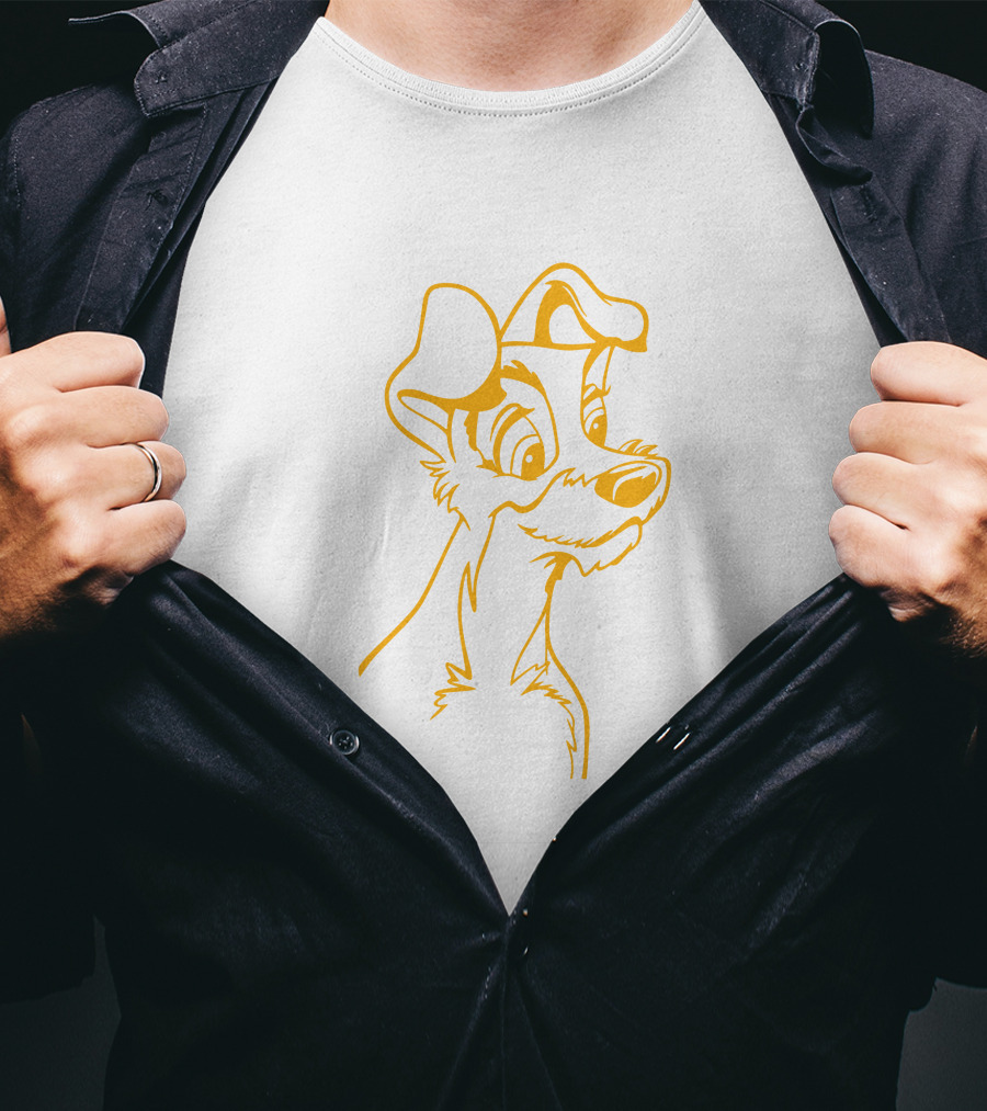 The Tramp Disney Outline Drawing T-Shirt