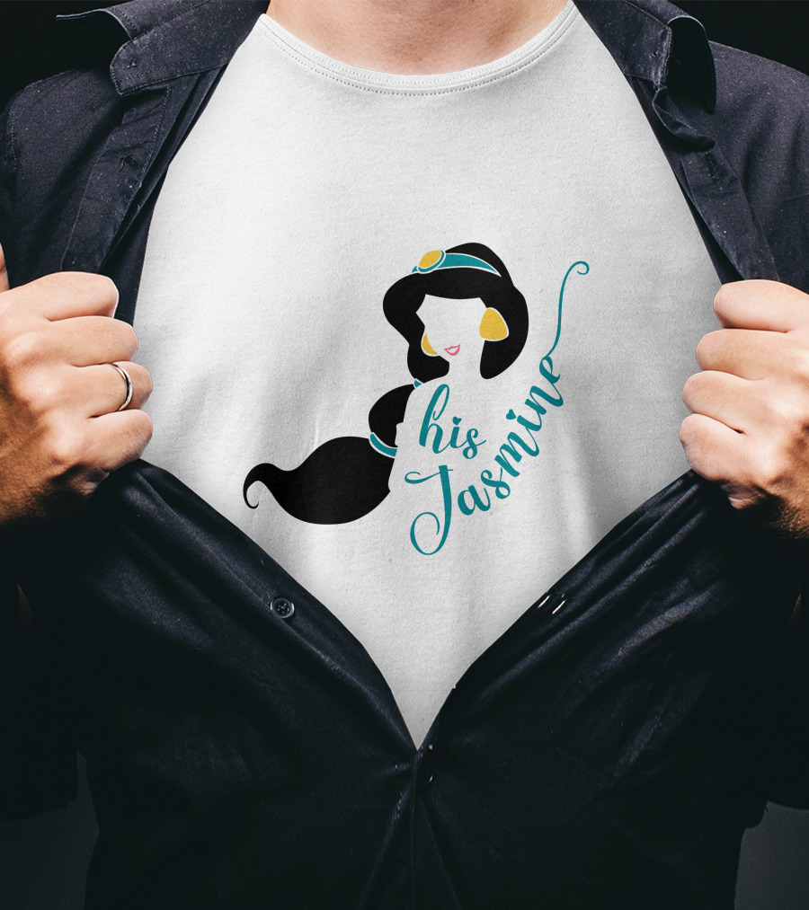 His Jasmine Princess Silhouette With Long Hair And Gold Accessories T-Shirt