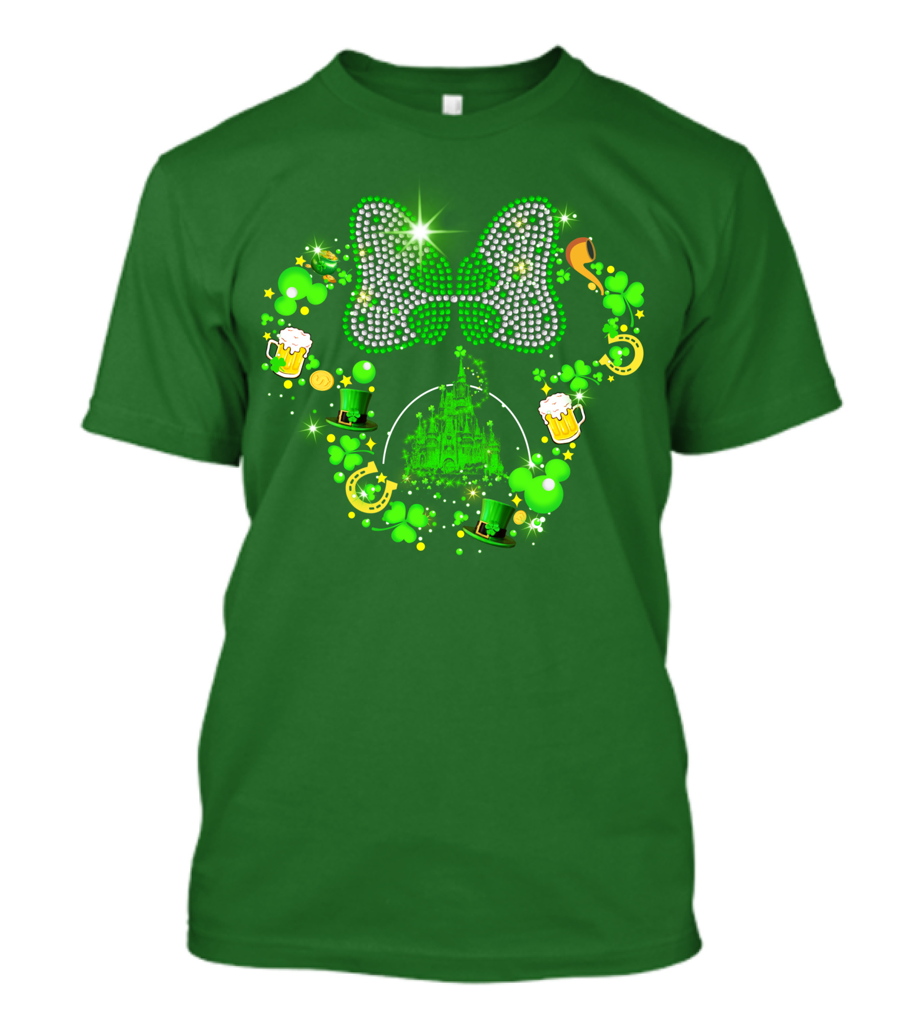 Minnie Head St Patrick's Day Shamrock Castle Bow Irish Beer Hat Luck T-Shirt