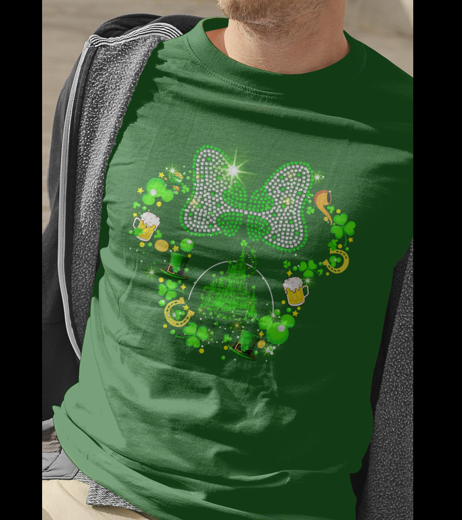 Minnie Head St Patrick's Day Shamrock Castle Bow Irish Beer Hat Luck T-Shirt